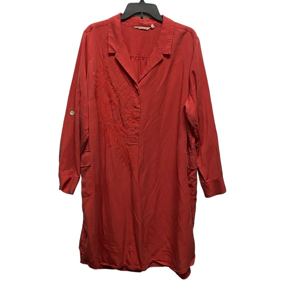Soft Surroundings Woman's 2X Embroidered Button Down Weekender Tencel Dress - Picture 1 of 13